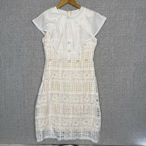 Mofei Sz M Dress Coquette Feminine Tiered Ruffle Floral Fairy Crochet Harajuku